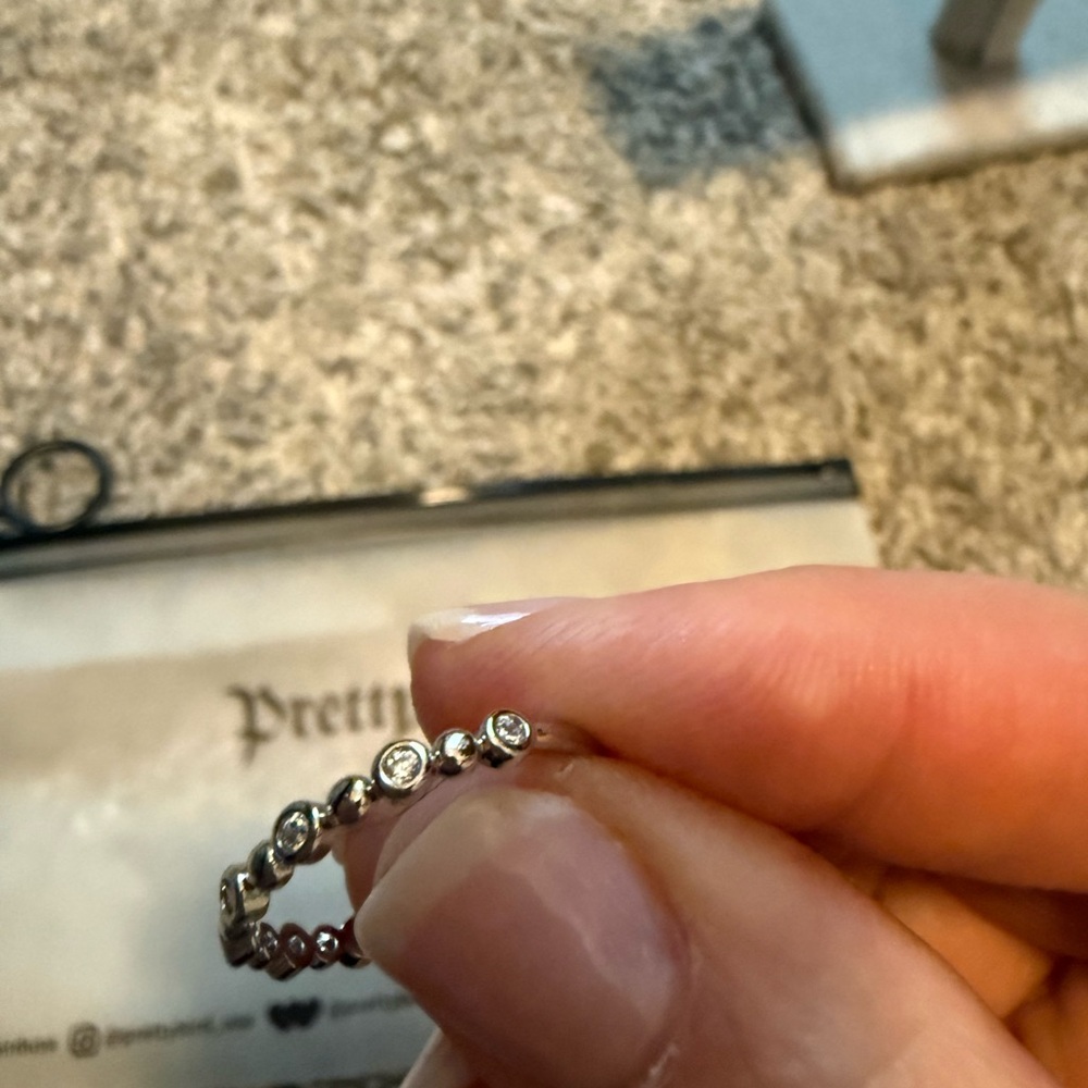 New!! Thin Stackable White Gold Plated Ring Size … - image 6